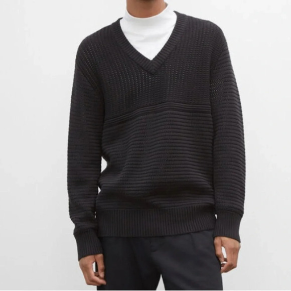 Club Monaco Sweater Men’s Small Long-Sleeve Mesh V-Neck Sweater NWT - Picture 1 of 11